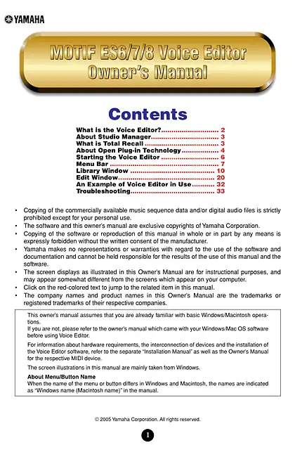 yamaha雅马哈MOTIF ES6_MOTIF ES7_MOTIF ES8 Voice Editor Manual